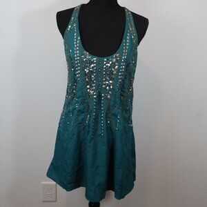Free People Sequin Dark Turquoise Dress S